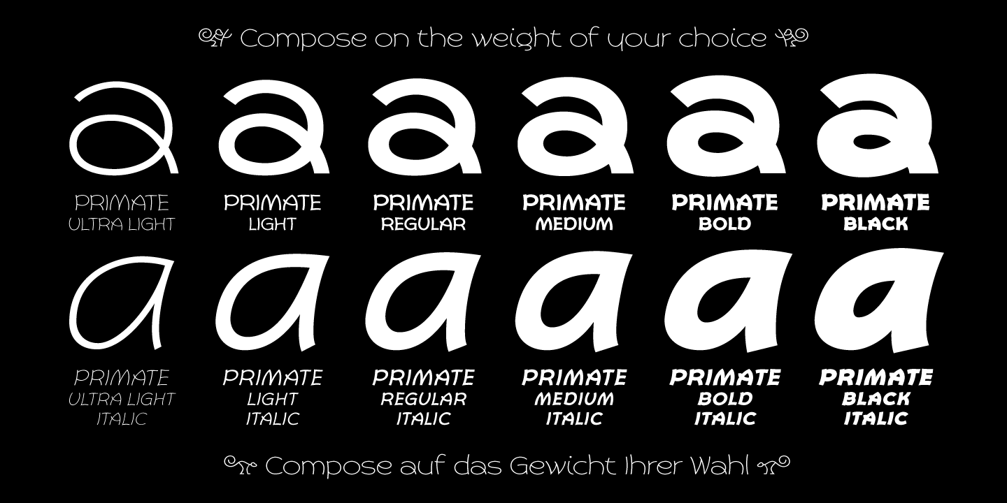 Пример шрифта Primate Bold Italic